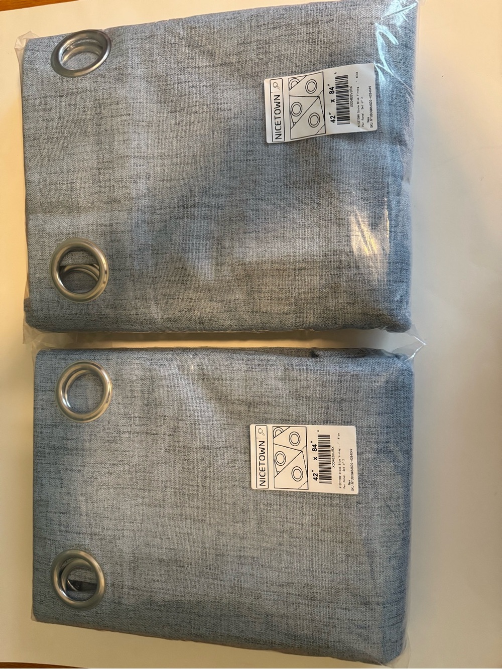 NICETOWN Stone Blue Vintage Curtains - 4 total panels 42” wide by 84” tall